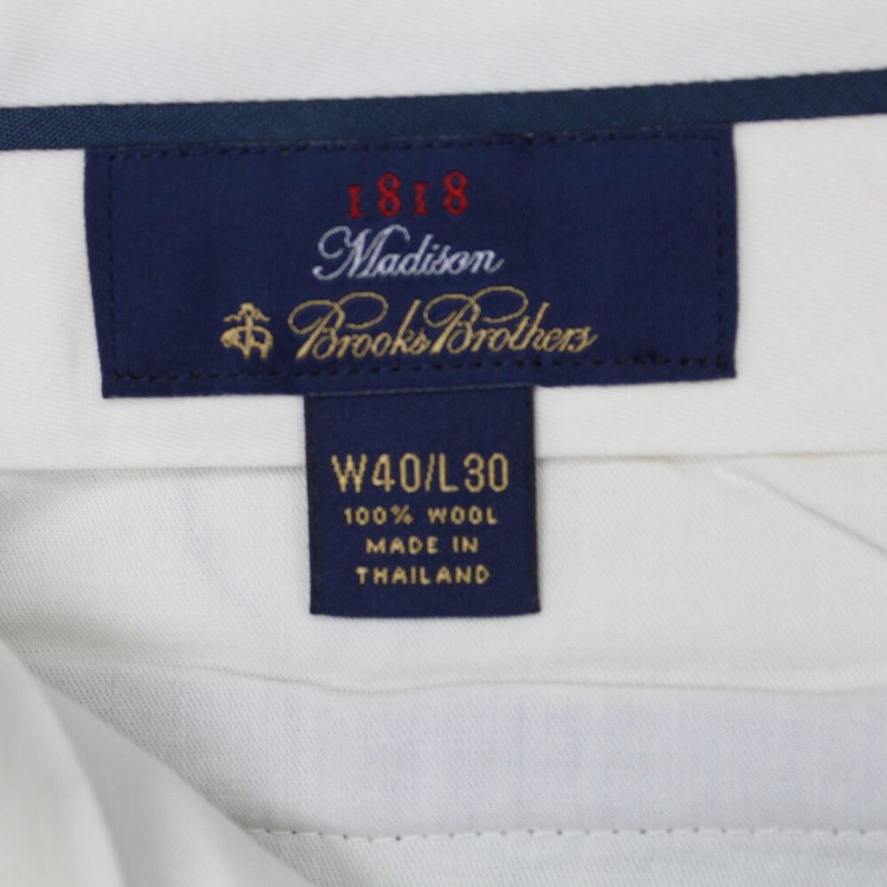 Brooks Brothers 1818 Madison Dress Pants Men 40x30 Gray Pleated 100% Wool Cuffed - Picture 10 of 11